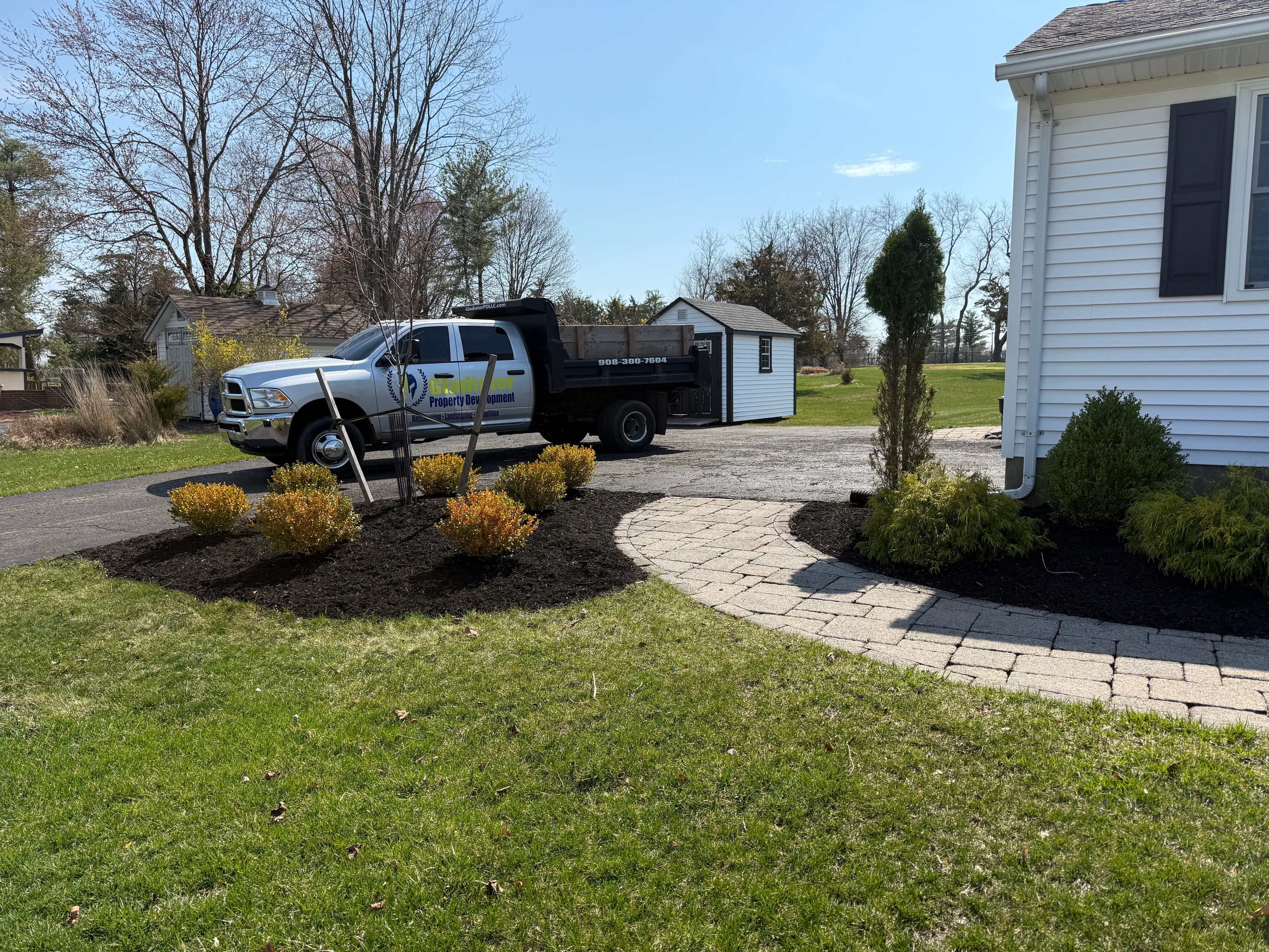Project Mulch and Shed Pad Installation in Branchburg NJ image